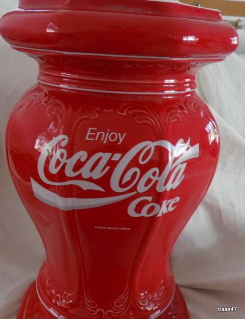 Large Porcelain Coca-Cola Enjoy Coke Lamp Base in Two sections