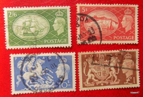 GB -King George VI -1951 -High Values - 4 used Stamps - Look at pictures - slight rust marks