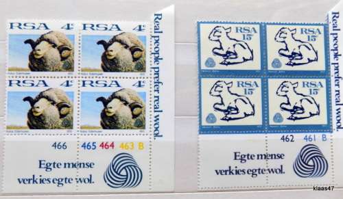 RSA - 1972 - Wool - Control blocks  MNH Set of 2
