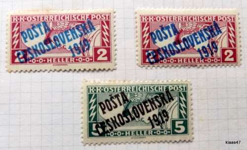 Czechoslovakia  - 1917 Austrian Mercury stamp  - Overprint 1919 - Special Handling Stamps - 3 hinged