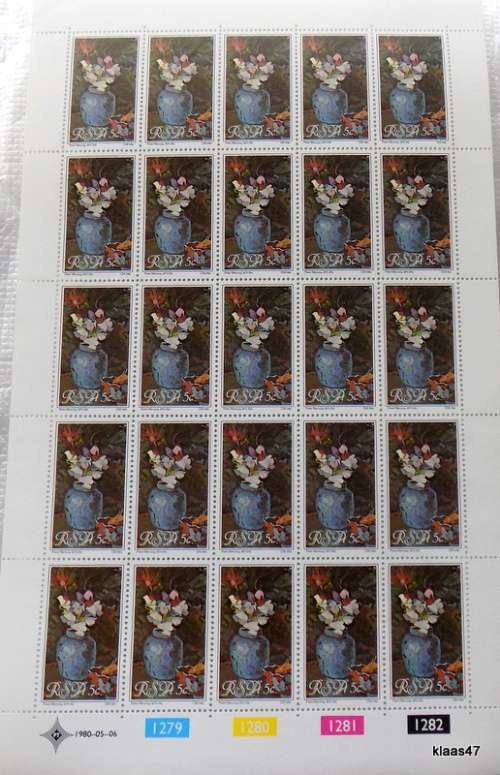 RSA - 1980 - Tribute to Pieter Wenning - 5c Sheet of 25 stamps