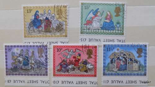 GB - 1979 - Christmas - Set of 5 cancelled stamps