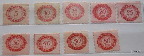 Liechtenstein - 1920 - Postage Due - 9 unused but hinged stamps