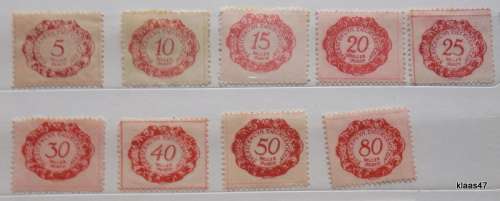 Liechtenstein - 1920 - Postage Due - 9 unused but hinged stamps