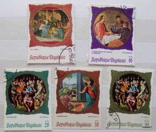 Togo - 1969 - Religious Paintings - Set of 6 cancelled and hinged stamps