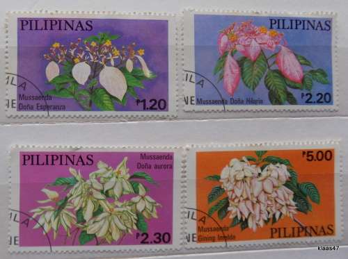 Philippines - 1979 - Flowers (Mussaendas) - 4 cancelled and hinged stamps