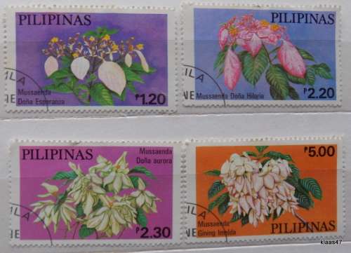 Philippines - 1979 - Flowers (Mussaendas) - 4 cancelled and hinged stamps