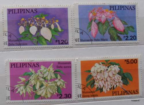 Philippines - 1979 - Flowers (Mussaendas) - 4 cancelled and hinged stamps