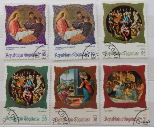 Togo - 1969 - Famous Paintings - Set of 6 cancelled and hinged stamps