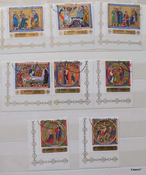 Ajman - 1970 - Art Famous / Spanish Religious Paintings - 8 cancelled stamps