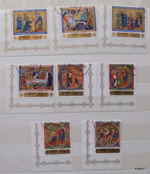 Ajman - 1970 - Art Famous / Spanish Religious Paintings - 8 cancelled stamps