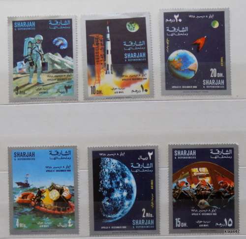 Sharjah - 1968 -  Apollo 8 success - 6 unused hinged stamps