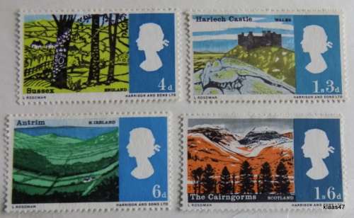 GB - 1966 - Landscapes - Set of 4 used stamps