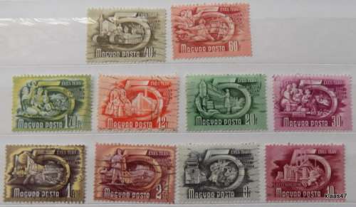 Hungary - 1950 - Five-Year Plan - 10 cancelled hinged stamps