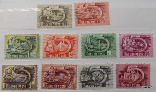 Hungary - 1950 - Five-Year Plan - 10 cancelled hinged stamps
