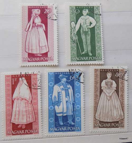 Hungary - 1963 - Provincial Costumes - 5 cancelled and hinged stamps