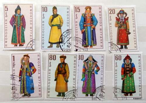 Mongolia - 1969 - Traditional Costumes - Set of 8 cancelled stamps