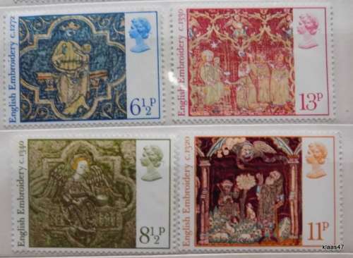 GB -1976 - Christmas Embroidery - Set of 4 unused stamps