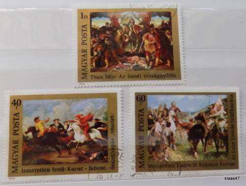 Hungary - 1976 - Paintings - 3 cancelled and hinged stamps