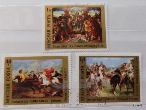 Hungary - 1976 - Paintings - 3 cancelled and hinged stamps