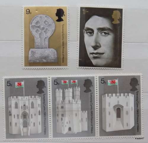 GB - 1969 - Invesitute of H.R.H Prince of Wales - Set of 5 unused hinged