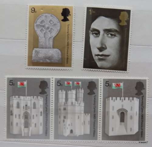 GB - 1969 - Invesitute of H.R.H Prince of Wales - Set of 5 unused hinged