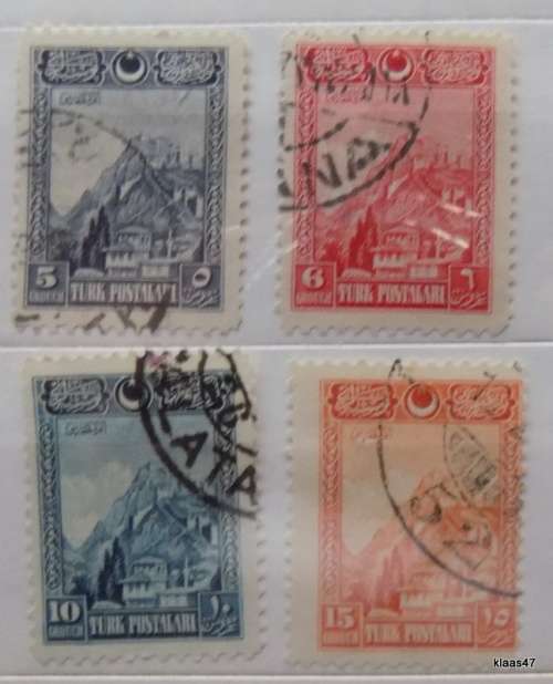Turkey - 1926 - Early Turk Postalari Issue - 5gr 6gr 10gr 15gr - 4 used hinged stamps