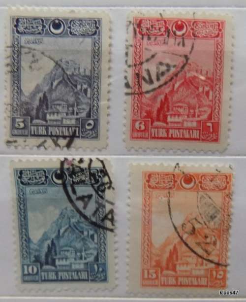 Turkey - 1926 - Early Turk Postalari Issue - 5gr 6gr 10gr 15gr - 4 used hinged stamps
