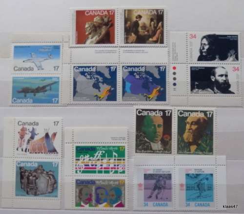 Canada - Mixed Lot of 8 pairs unused stamps