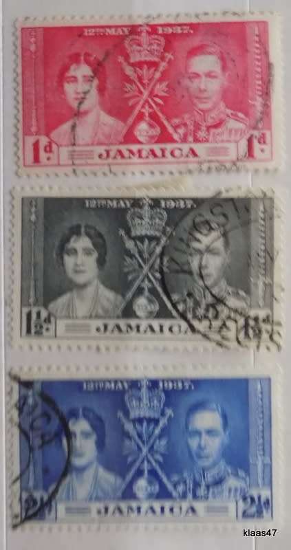Jamaica - 1937 - King George VI - Coronation Set - Used hinged stamps