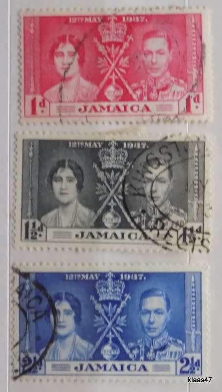 Jamaica - 1937 - King George VI - Coronation Set - Used hinged stamps