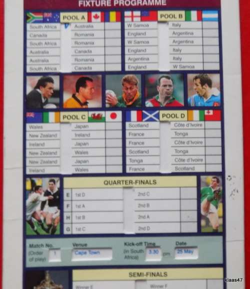 Rugby World Cup - South Africa 1995 - Fixture Programme (VISA Official Sponsor)