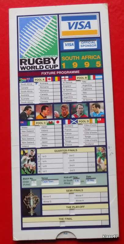 Rugby World Cup - South Africa 1995 - Fixture Programme (VISA Official Sponsor)