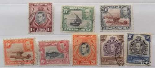 Uganda Kenya Tanganyika - George Vi - Mixed Lot of 8 used and unused hinged stamps