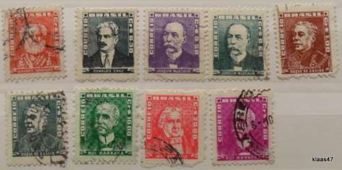 Brazil  - 1955-64 - Famous People - 9 used stamps