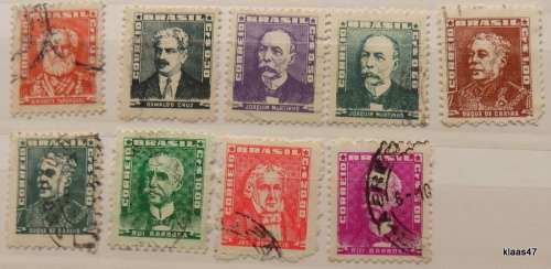 Brazil  - 1955-64 - Famous People - 9 used stamps