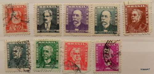 Brazil  - 1955-64 - Famous People - 9 used stamps