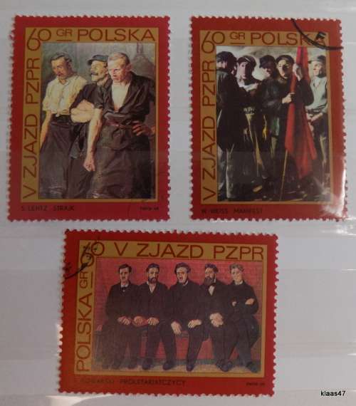 Poland - 1968 - `5th Polish United Workers Conference` - Set of 3 cancelled stamps