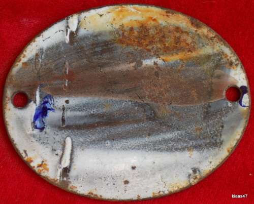 Vintage - Oval - White on Blue - Enamel Number 242