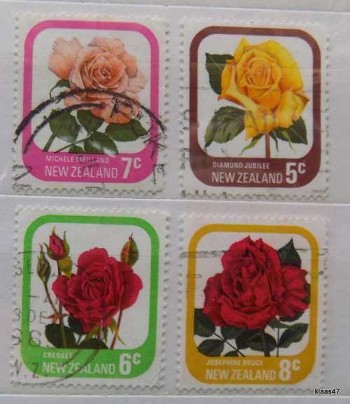 New Zealand - 1975 - Rose Definitives - 4 used stamps
