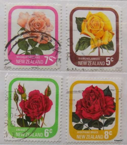 New Zealand - 1975 - Rose Definitives - 4 used stamps
