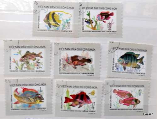 Vietnam - 1976 - Fish - Set of 8 cancelled stamps