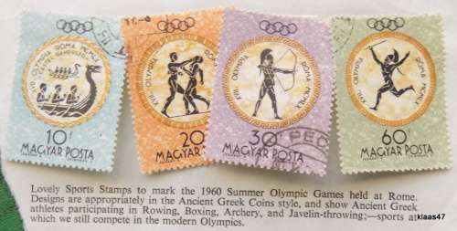 Hungary - 1960 - Summer Olympics Rome - 4 used stamps