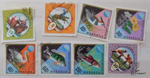 Mongolia - 1970`s - Mixed Lot of 8 cancelled stamps