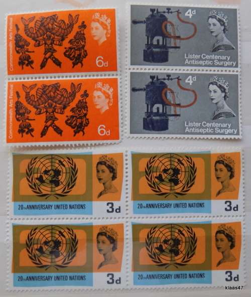GB - 1960`s - Mixed Lot Unused stamps (1 Block of 4 and 2 pairs)
