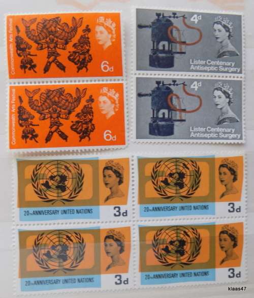 GB - 1960`s - Mixed Lot Unused stamps (1 Block of 4 and 2 pairs)