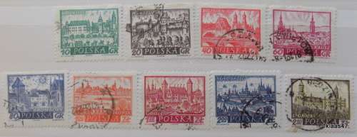 Poland - 1960 - Historic cities - Set of 9 used stamps