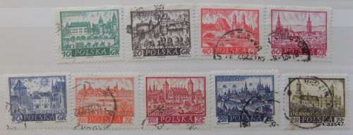 Poland - 1960 - Historic cities - Set of 9 used stamps