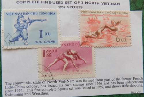Vietnam  - 1959 - Sport - Set of 3 Used hinged postage stamps
