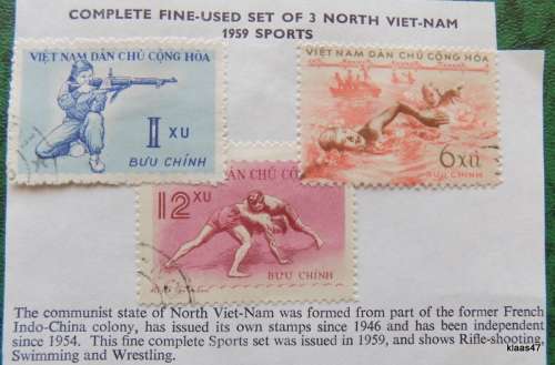 Vietnam  - 1959 - Sport - Set of 3 Used hinged postage stamps